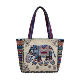 Boho Vintage Embroidered Shoulder Bag (Color: blue elephant)