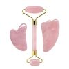 Guasha Tool Sets, Rose Quartz Natural Stone Gouache Scraper For Facial Massage Beauty Tool