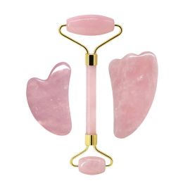 Guasha Tool Sets, Rose Quartz Natural Stone Gouache Scraper For Facial Massage Beauty Tool (Color: Type 5)