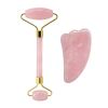 Guasha Tool Sets, Rose Quartz Natural Stone Gouache Scraper For Facial Massage Beauty Tool