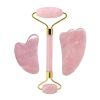 Guasha Tool Sets, Rose Quartz Natural Stone Gouache Scraper For Facial Massage Beauty Tool