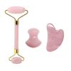 Guasha Tool Sets, Rose Quartz Natural Stone Gouache Scraper For Facial Massage Beauty Tool