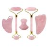 Guasha Tool Sets, Rose Quartz Natural Stone Gouache Scraper For Facial Massage Beauty Tool