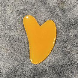 Natural Resin + Jade Gua sha Body Massage Scraper Gau Sha (Color: Yellow Resin)