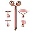 5-in-1 24K Gold Beauty Bar Face Massager-- Electric Vibrating Rose Quartz 3D Face Roller