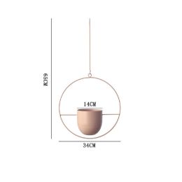 Modern Planter Flower Pot Plant Holder Metal Hanging Planter (Color: Beige-round)