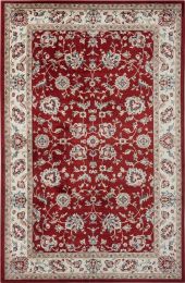 Classic Pattern Design / Traditional Floral Filigree Bordered Area Rug (Color: Red|Ivory)