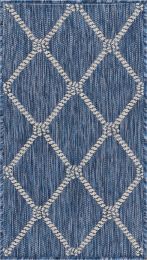 Home Decor Indoor/Outdoor Accent Rug --Natural Classic Pattern Design (Color: Navy|White)