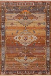 Classic Pattern Design --Vintage Bohemian Southwestern Sierra Area Rug (Color: Brown & Yellow)