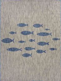 Home Decor Indoor/Outdoor Accent Rug --Natural Classic Pattern Design (Color: Blue)