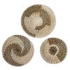 Set of 3 Wall Hanging Seagrass Basket | Shallow Handwoven Decorative Baskets for Home