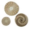 Set of 3 Wall Hanging Seagrass Basket | Shallow Handwoven Decorative Baskets for Home