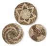 Set of 3 Wall Hanging Seagrass Basket | Shallow Handwoven Decorative Baskets for Home