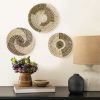 Set of 3 Wall Hanging Seagrass Basket | Shallow Handwoven Decorative Baskets for Home