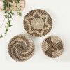 Set of 3 Wall Hanging Seagrass Basket | Shallow Handwoven Decorative Baskets for Home